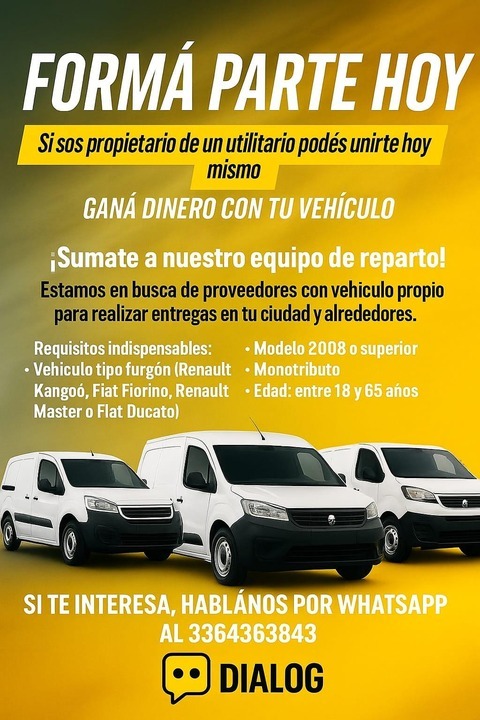 Buscamos camionetas para repartos en La Pampa